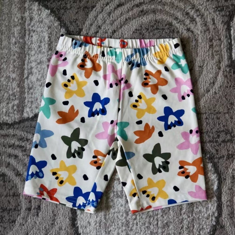 Hanna Andersson Bike Shorts Ecru Sunshine Lillies Print Size 5 110cm